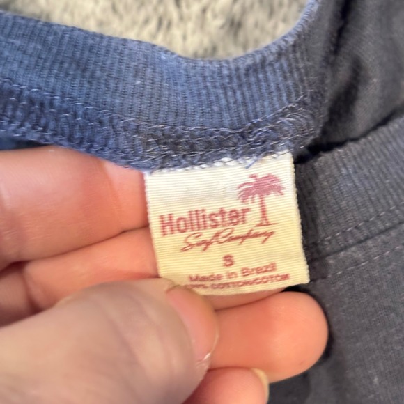Vtg Hollister Y2K Womens Shirt Top Retro Spell Out Gray Blue S Fitted 19641 - Picture 9 of 11